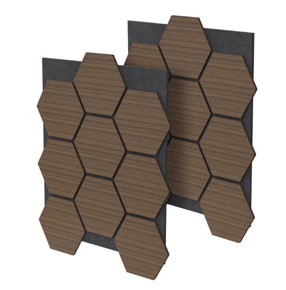 Lot de 2 Panneaux acoustiques hexagonaux Fumé – Intensité & Modernité | MURA