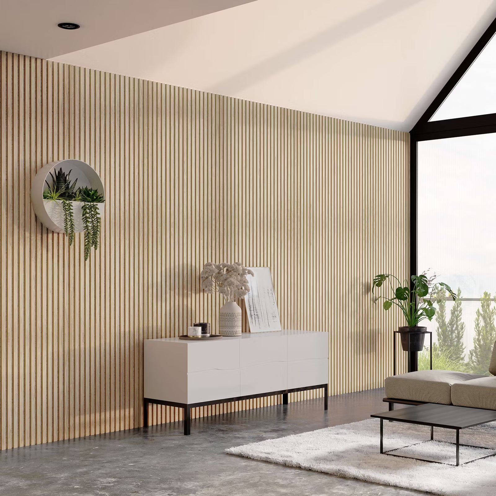 Panneau acoustique design Chêne Clair & Feutre Gris – Douceur & Modernité | MURA